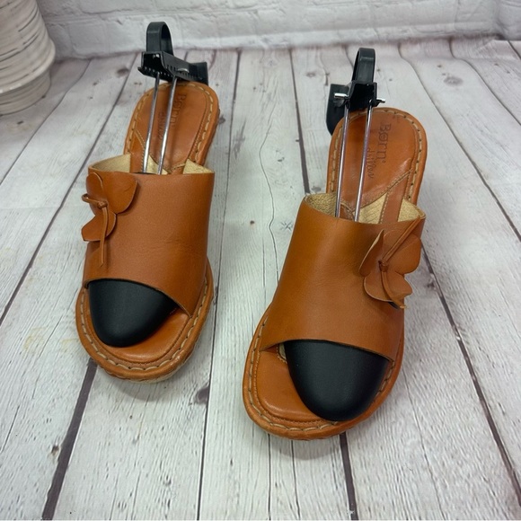 born drilles wedge sandal brown flower detail coquette girl boho western sz 8 - Picture 2 of 8